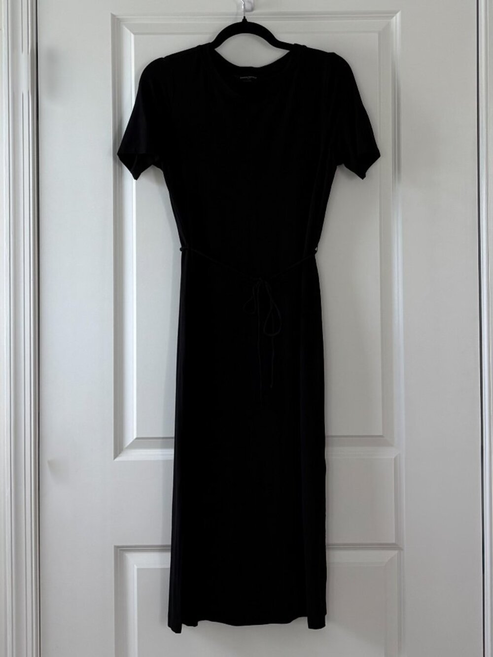 Banana Republic Black Summer Short Sleeve Knit Tie Front Midi Dress Size Small